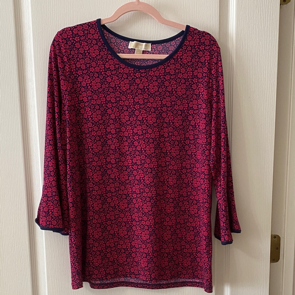Michael Kors Pink and Black Patterned Blouse
